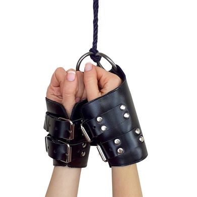 Манжеты для подвеса за руки Kinky Hand Cuffs For Suspension из натуральной кожи, цвет черный SO5183 фото