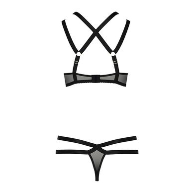 Сетчатый комплект белья из стреп Passion HAGAR SET S/M Black, бюстгальтер, трусики-стринги PS24705 фото