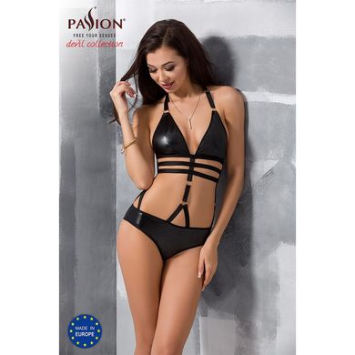 Сексуальне боді-монокіні Passion LAMIS BODY L/XL black, стрепи, блискуча ламе PS24801 фото