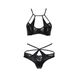 Комплект білизни Passion NAVEL SET black L/XL Black, трусики, ліф, мереживні та латексні вставки PS24901 фото 5