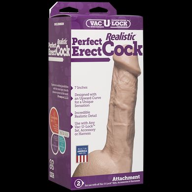 Фалоімітатор Doc Johnson - 7 Inch Perfect Erect Cock, діаметр 3,8см, велика голівка, Vac-U-Lock SO2796 фото