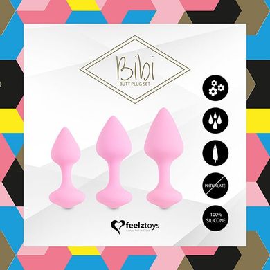 Набор силиконовых анальных пробок FeelzToys - Bibi Butt Plug Set 3 pcs Pink SO4576 фото