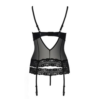 Корсет с открытой грудью NORTH CORSET black L/XL - Passion Exclusive, пажи, трусики, шнуровка PS24004 фото