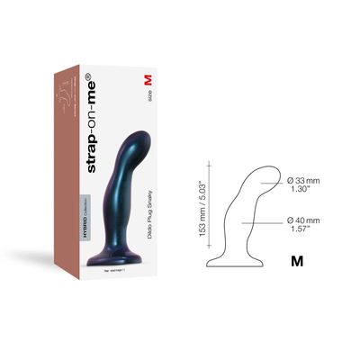 Дилдо Strap-On-Me DILDO PLUG SNAKY METALLIC BLUE, размер M, диаметр 4 см, вводимая длина 15,3 см SO6825 фото