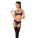 Кружевной комплект белья Passion GISELE SET L/XL Black, бюстгальтер, трусики с пажами PS24607 фото 1