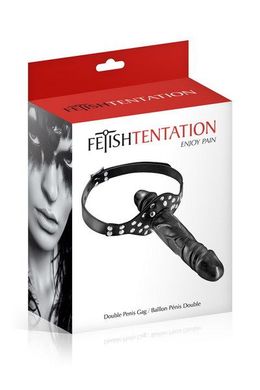 Кляп с двойным фаллоимитатором Fetish Tentation Double Penis Gag Black SO3736 фото