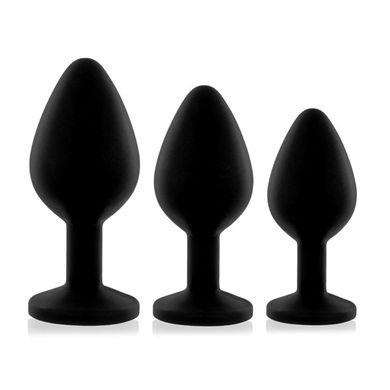 Набор анальных пробок с кристаллом Rianne S: Booty Plug Set Black, диаметр 2,7см, 3,5см, 4,1см SO3889 фото