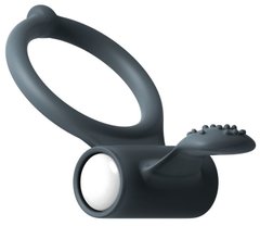 Эрекционное кольцо Dorcel Power Clit Black V2 с вибрацией, с язычком со щеточкой MD1410 фото