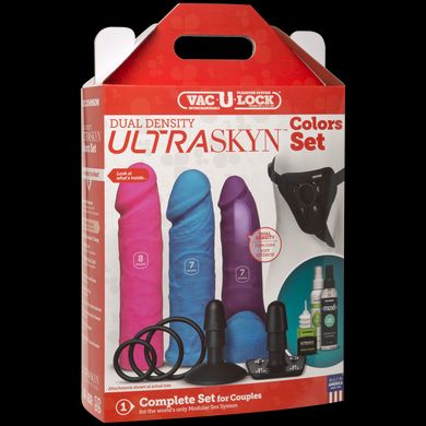 Набор для страпона Doc Johnson Vac-U-Lock Dual Density UltraSKYN Colors Set, диаметр 3х4,5см SO1988 фото