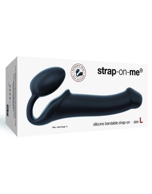 Безремінний страпон Strap-On-Me Black L, повністю регульований, діаметр 3,7 см SO2712 фото