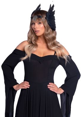 Пов’язка на голову з крилами Leg Avenue Feather headband Black, пір’я та натуральна шкіра SO7944 фото