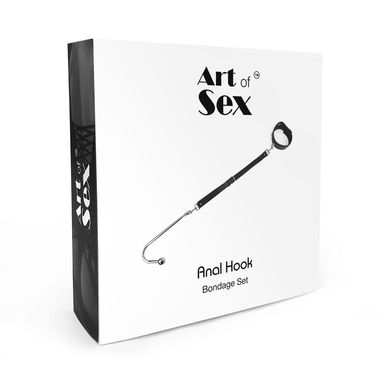 Анальный крюк 3 с ошейником из натуральной кожи Art of Sex - Anal hook, Черный SO7738 фото