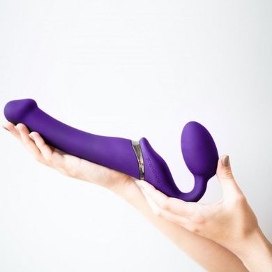 Безремінний страпон з вібрацією Strap-On-Me Vibrating Violet M, діаметр 3,3 см, пульт ДК, регульован SO3825 фото