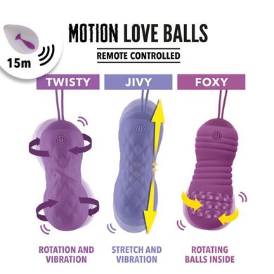 Вагінальні кульки з масажем і вібрацією FeelzToys Motion Love Balls Twisty з пультом ДК, 7 режимів SO3853 фото